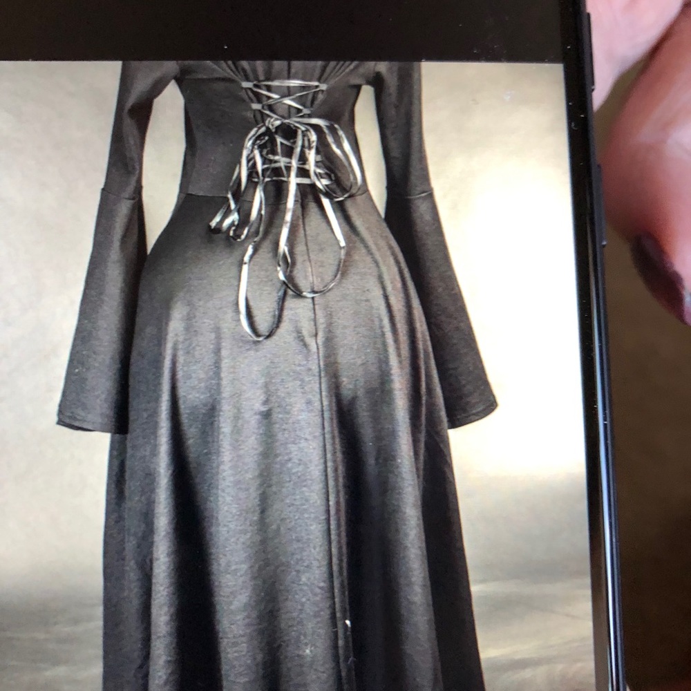 Dracula Clothing Edwardian bell sleeve goth dress - Picture 4 of 5